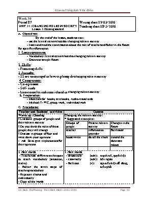Giáo án Tiếng Anh 9 (Thí điểm) - Unit 11 - Năm học 2015-2016 - Đinh Thị Phương